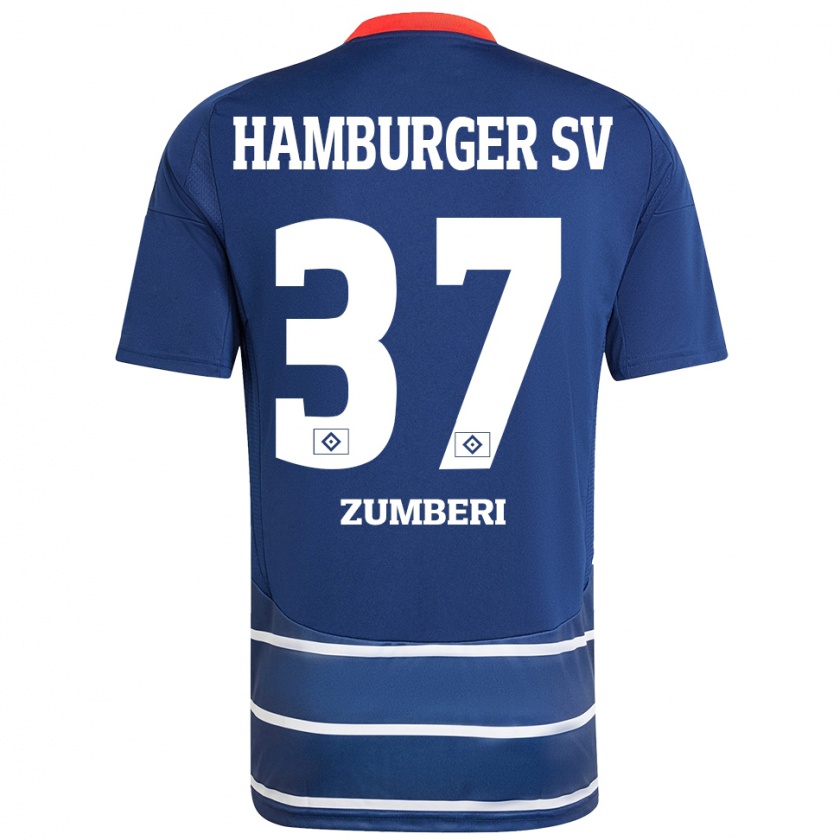 Kandiny Hombre Camiseta Valon Zumberi #37 Azul Oscuro 2ª Equipación 2024/25 La Camisa Chile