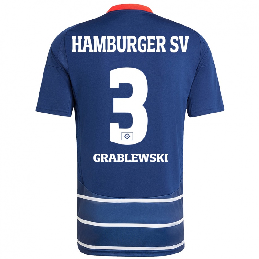 Kandiny Hombre Camiseta Max Grablewski #3 Azul Oscuro 2ª Equipación 2024/25 La Camisa Chile