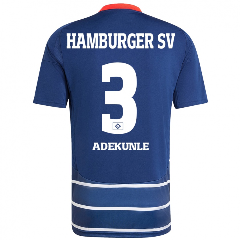 Kandiny Hombre Camiseta Noah Adekunle #3 Azul Oscuro 2ª Equipación 2024/25 La Camisa Chile