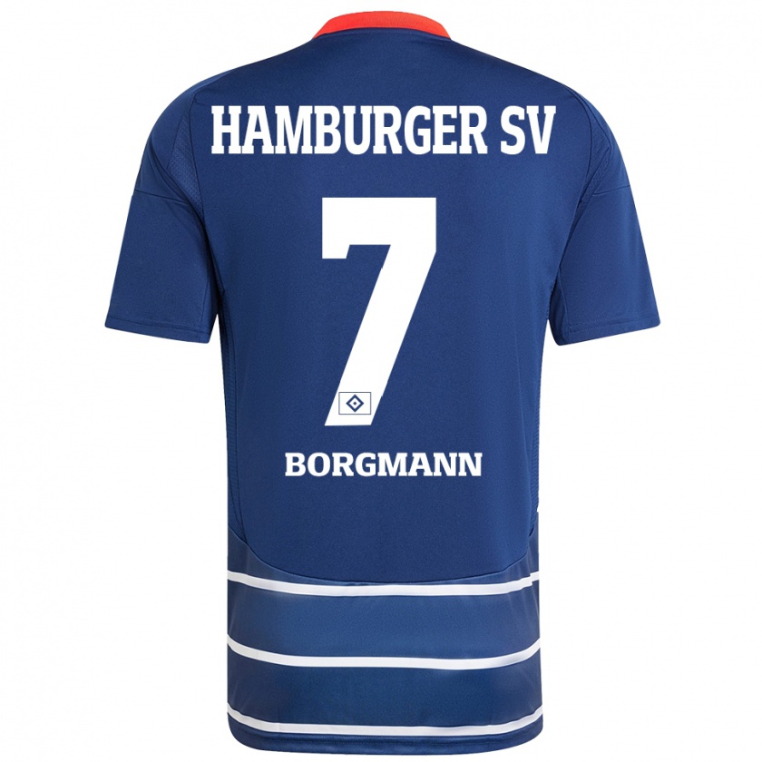 Kandiny Hombre Camiseta Marcus Borgmann #7 Azul Oscuro 2ª Equipación 2024/25 La Camisa Chile