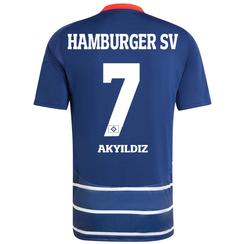 Kandiny Hombre Camiseta Liam Akyildiz #7 Azul Oscuro 2ª Equipación 2024/25 La Camisa Chile