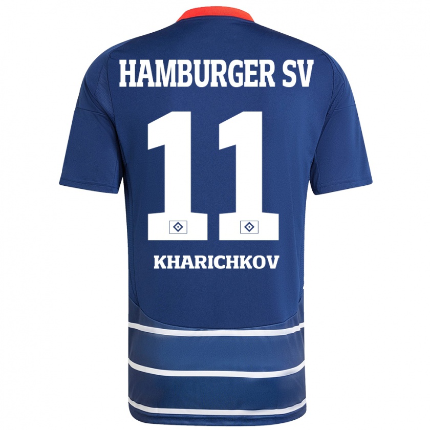 Kandiny Hombre Camiseta Valentyn Kharichkov #11 Azul Oscuro 2ª Equipación 2024/25 La Camisa Chile