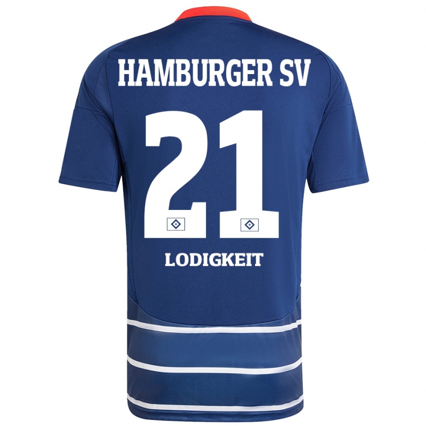 Kandiny Hombre Camiseta Luis Lodigkeit #21 Azul Oscuro 2ª Equipación 2024/25 La Camisa Chile