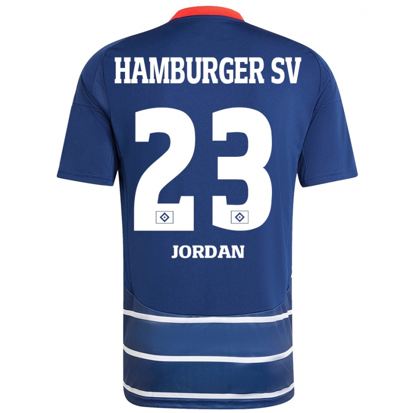 Kandiny Hombre Camiseta Dominik Jordan #23 Azul Oscuro 2ª Equipación 2024/25 La Camisa Chile