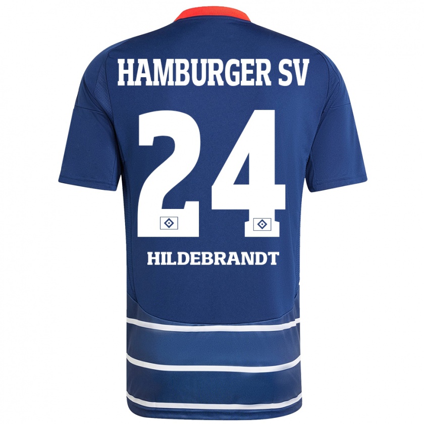 Kandiny Hombre Camiseta Tjark Hildebrandt #24 Azul Oscuro 2ª Equipación 2024/25 La Camisa Chile