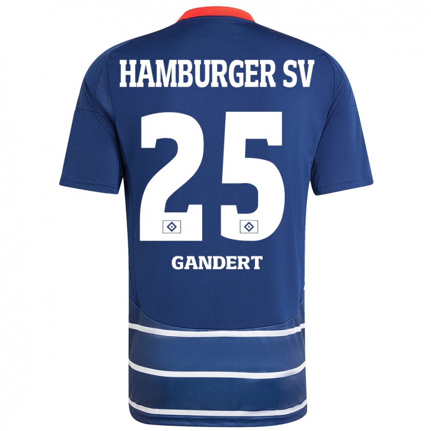 Kandiny Hombre Camiseta Jeremy Gandert #25 Azul Oscuro 2ª Equipación 2024/25 La Camisa Chile