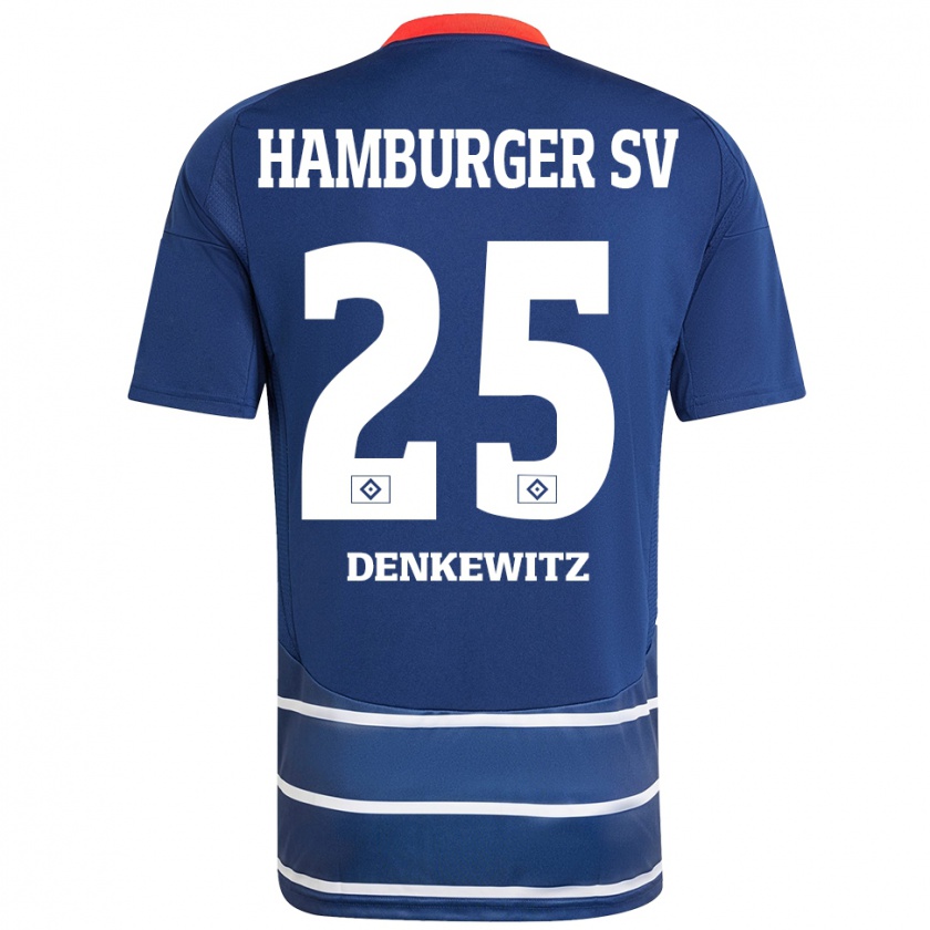 Kandiny Hombre Camiseta Nick Denkewitz #25 Azul Oscuro 2ª Equipación 2024/25 La Camisa Chile