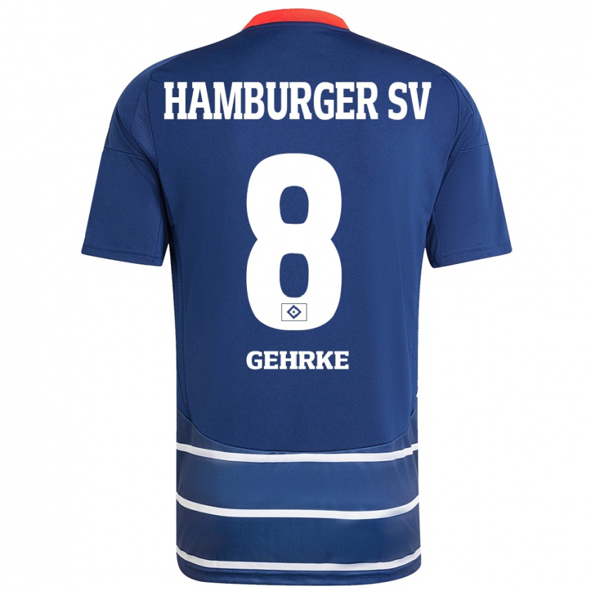 Kandiny Hombre Camiseta Stefan Gehrke #8 Azul Oscuro 2ª Equipación 2024/25 La Camisa Chile