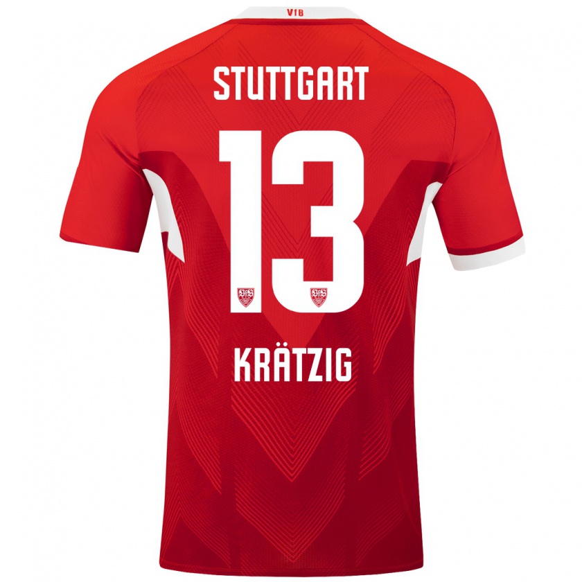 Kandiny Hombre Camiseta Frans Krätzig #13 Rojo Blanco 2ª Equipación 2024/25 La Camisa Chile