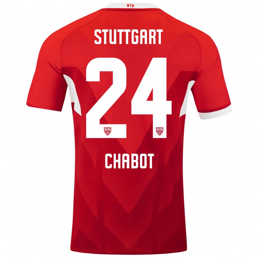 Kandiny Hombre Camiseta Jeff Chabot #24 Rojo Blanco 2ª Equipación 2024/25 La Camisa Chile