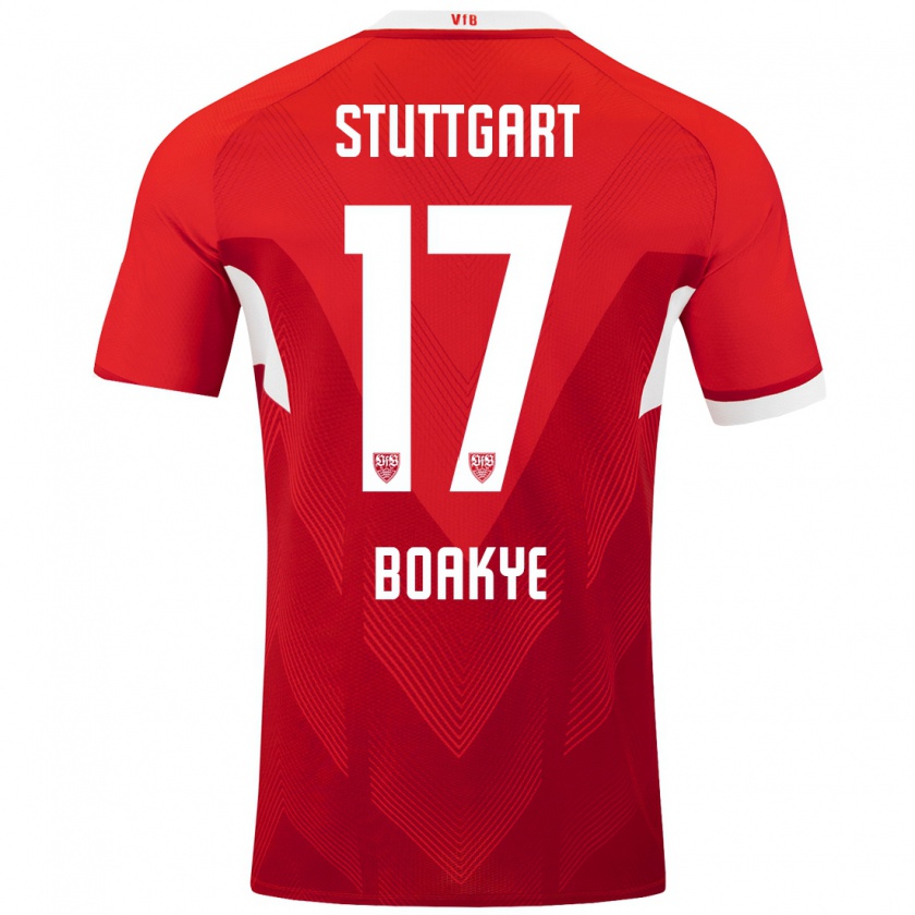 Kandiny Hombre Camiseta Maurice Boakye #17 Rojo Blanco 2ª Equipación 2024/25 La Camisa Chile