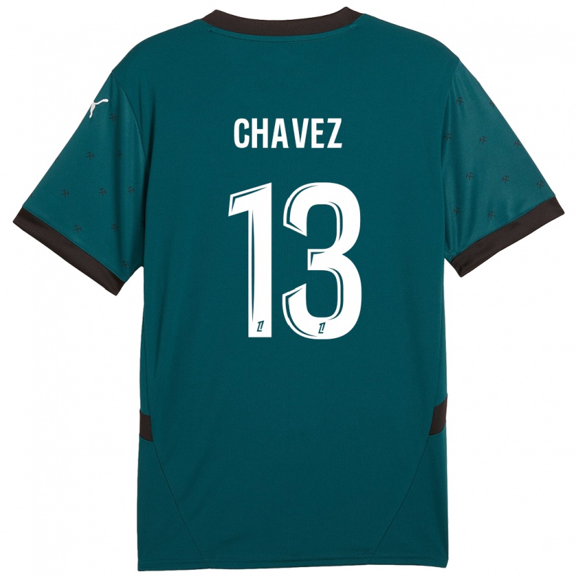 Kandiny Hombre Camiseta Jhoanner Chávez #13 Verde Oscuro 2ª Equipación 2024/25 La Camisa Chile