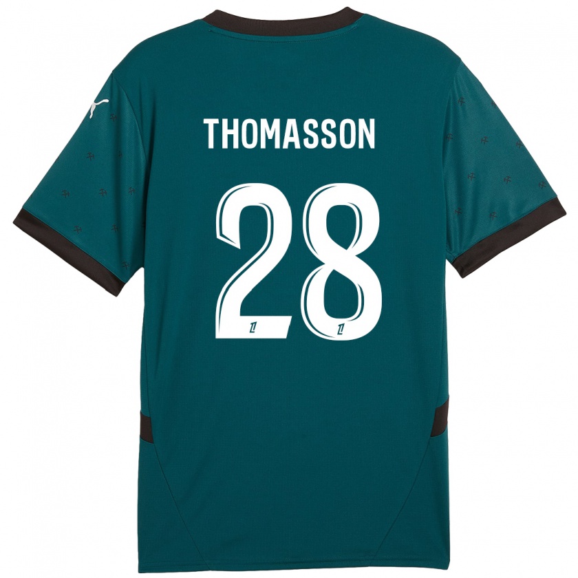 Kandiny Hombre Camiseta Adrien Thomasson #28 Verde Oscuro 2ª Equipación 2024/25 La Camisa Chile