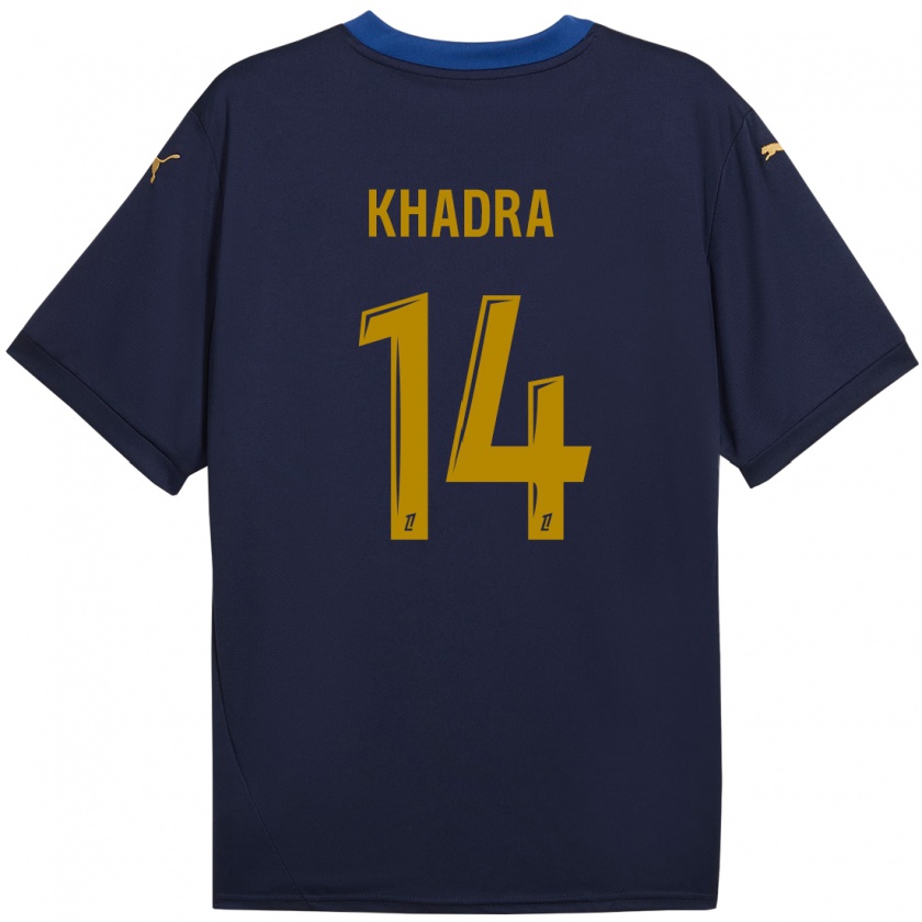 Kandiny Hombre Camiseta Reda Khadra #14 Azul Marino Dorado 2ª Equipación 2024/25 La Camisa Chile