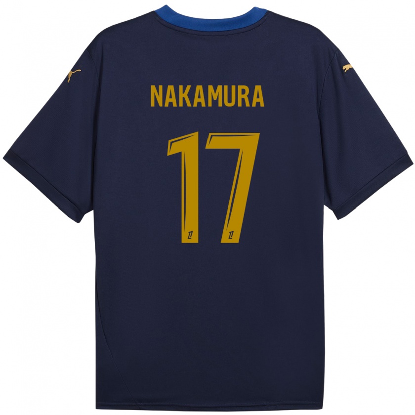 Kandiny Hombre Camiseta Keito Nakamura #17 Azul Marino Dorado 2ª Equipación 2024/25 La Camisa Chile