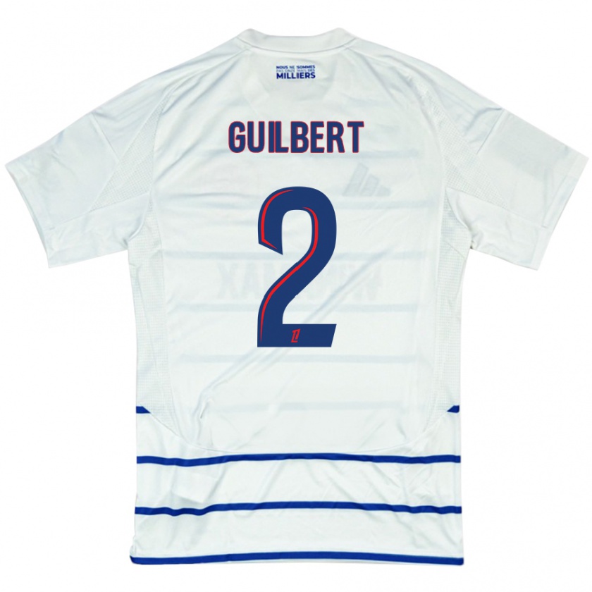 Kandiny Hombre Camiseta Frédéric Guilbert #2 Blanco Azul 2ª Equipación 2024/25 La Camisa Chile