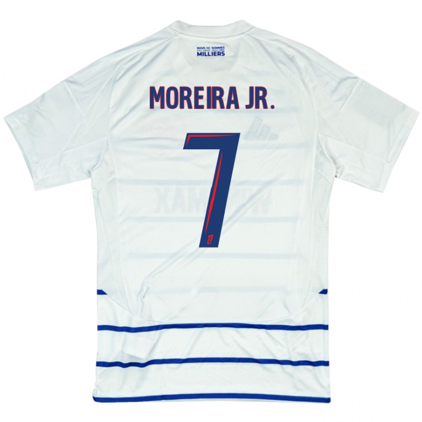 Kandiny Hombre Camiseta Diego Moreira #7 Blanco Azul 2ª Equipación 2024/25 La Camisa Chile