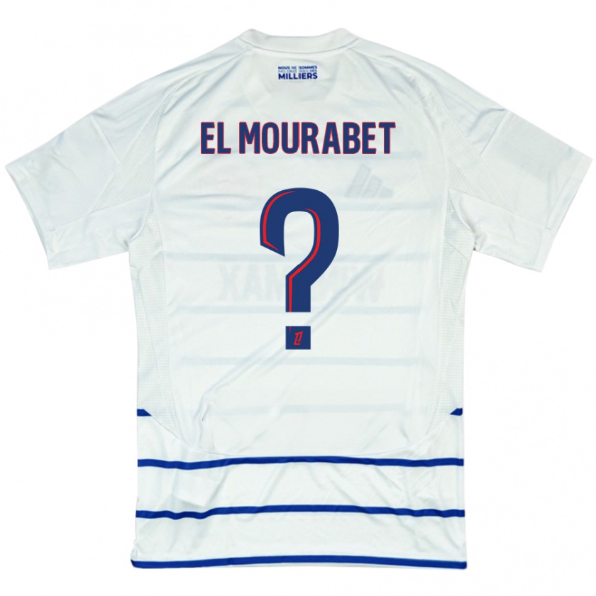 Kandiny Hombre Camiseta Samir El Mourabet #0 Blanco Azul 2ª Equipación 2024/25 La Camisa Chile