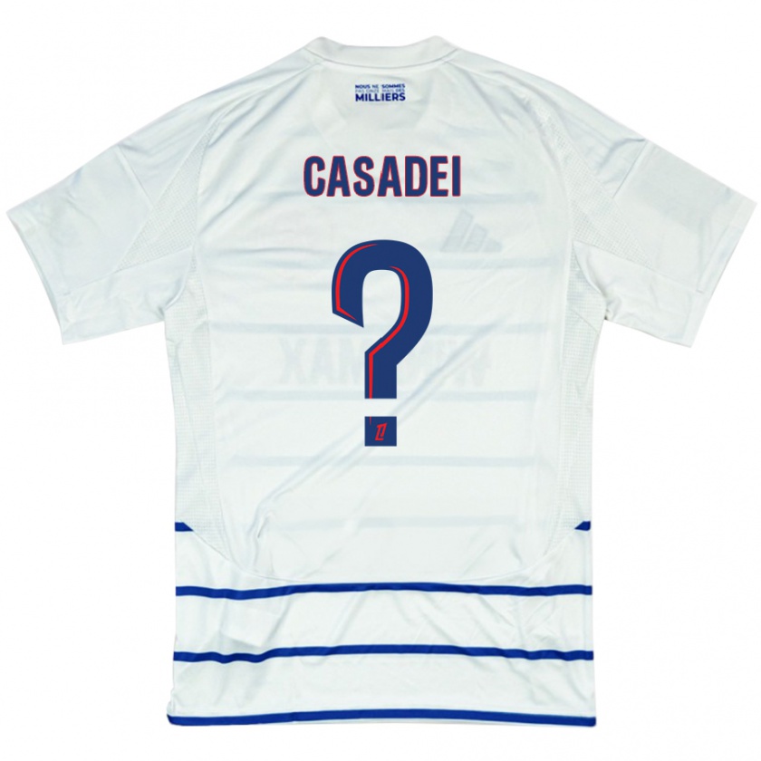 Kandiny Hombre Camiseta Alexis Casadei #0 Blanco Azul 2ª Equipación 2024/25 La Camisa Chile