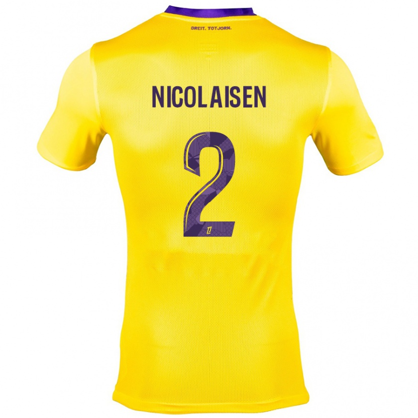 Kandiny Hombre Camiseta Rasmus Nicolaisen #2 Amarillo Morado 2ª Equipación 2024/25 La Camisa Chile