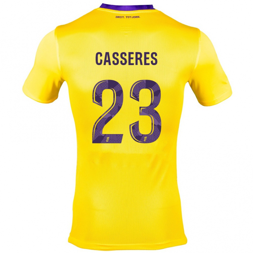 Kandiny Hombre Camiseta Cristian Cásseres Jr. #23 Amarillo Morado 2ª Equipación 2024/25 La Camisa Chile