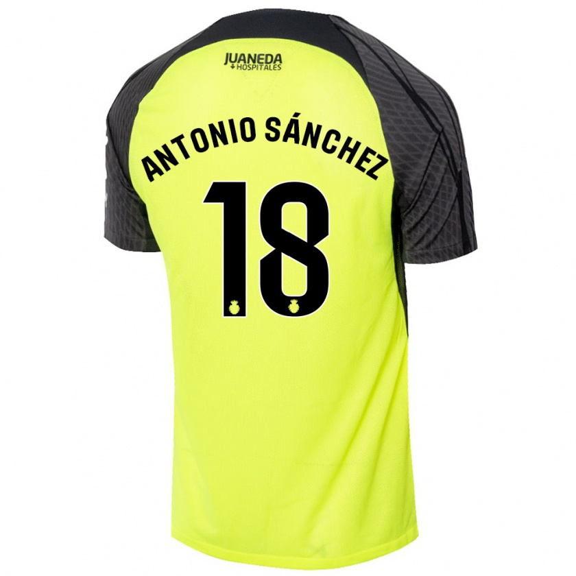 Kandiny Hombre Camiseta Antonio Sánchez #18 Verde Fluorescente Negro 2ª Equipación 2024/25 La Camisa Chile