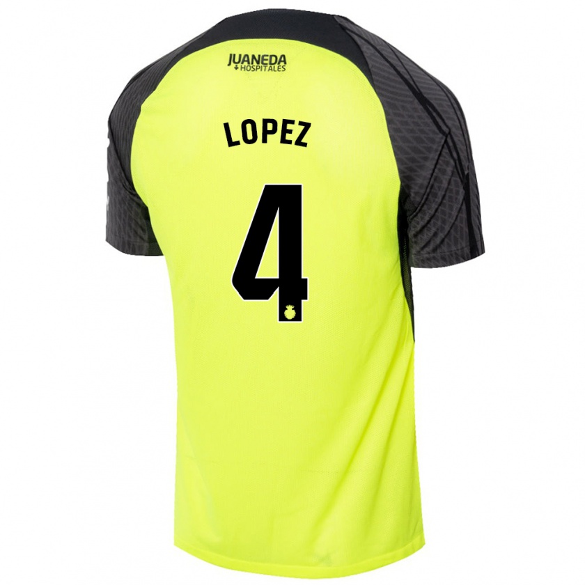 Kandiny Hombre Camiseta David López #4 Verde Fluorescente Negro 2ª Equipación 2024/25 La Camisa Chile