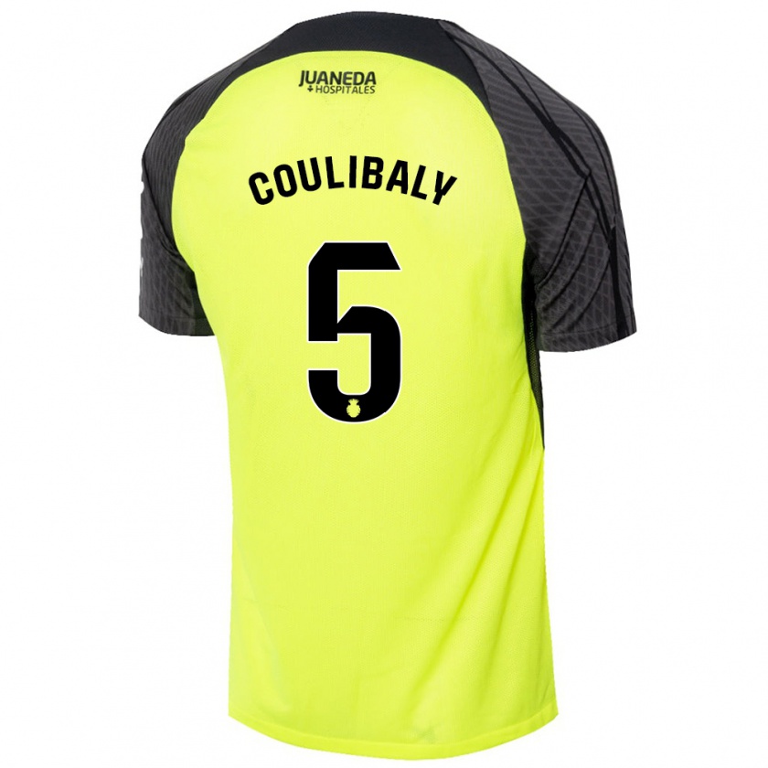 Kandiny Hombre Camiseta Habib Anas Coulibaly #5 Verde Fluorescente Negro 2ª Equipación 2024/25 La Camisa Chile