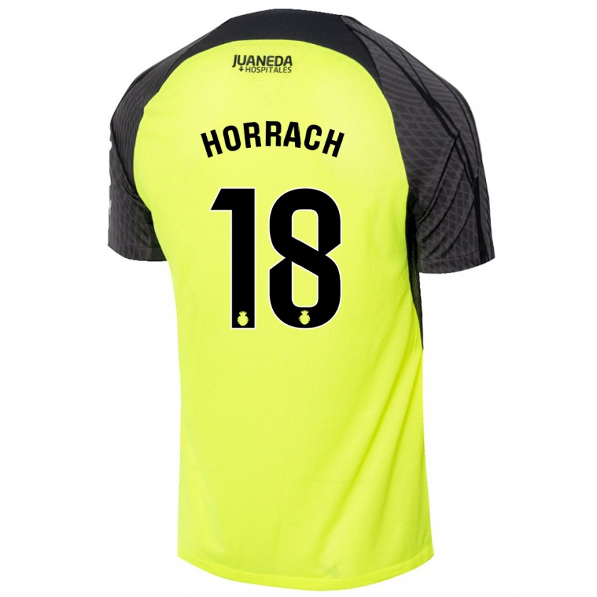 Kandiny Hombre Camiseta Barto Horrach #18 Verde Fluorescente Negro 2ª Equipación 2024/25 La Camisa Chile