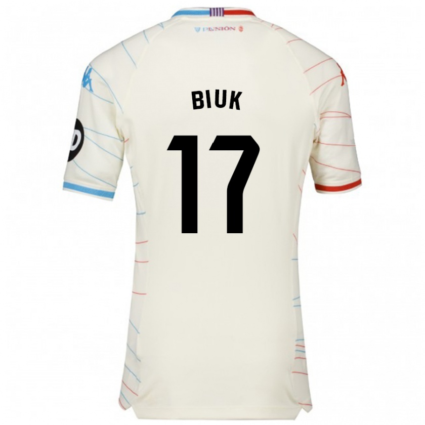 Kandiny Hombre Camiseta Stipe Biuk #17 Blanco Rojo Azul 2ª Equipación 2024/25 La Camisa Chile