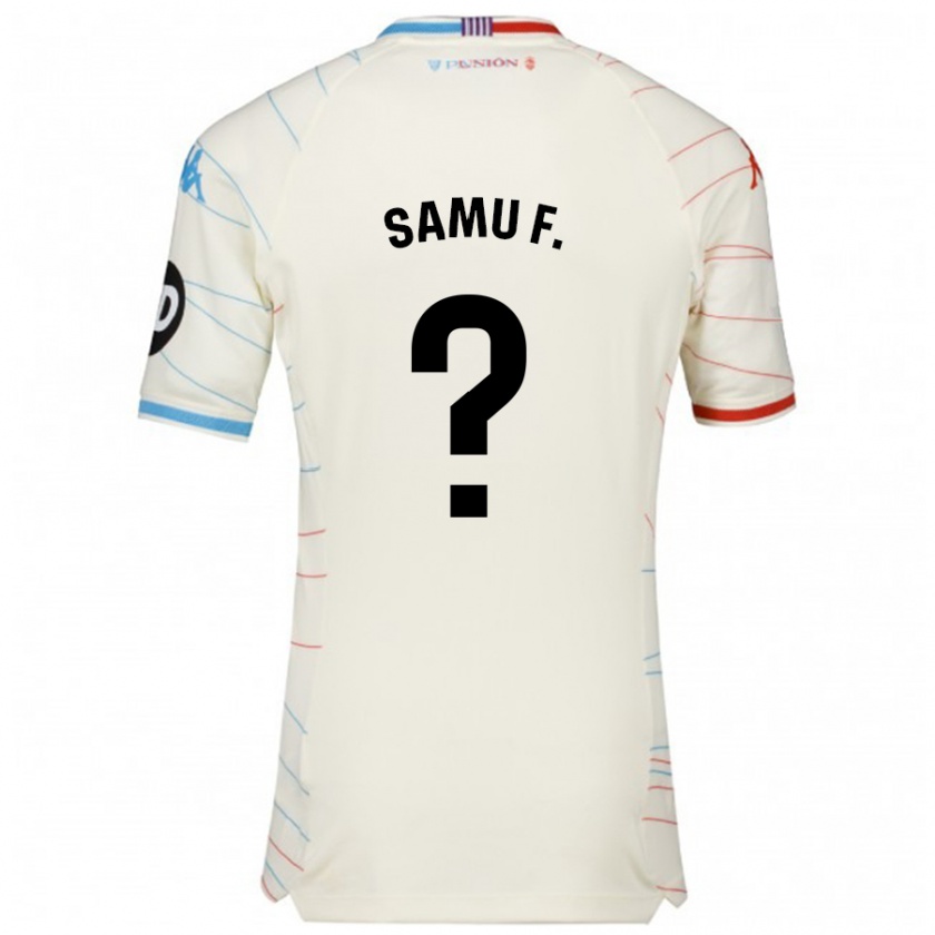 Kandiny Hombre Camiseta Samu Fernández #0 Blanco Rojo Azul 2ª Equipación 2024/25 La Camisa Chile