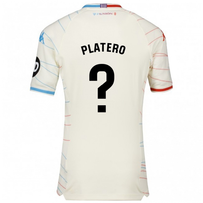 Kandiny Hombre Camiseta Miguel Platero #0 Blanco Rojo Azul 2ª Equipación 2024/25 La Camisa Chile