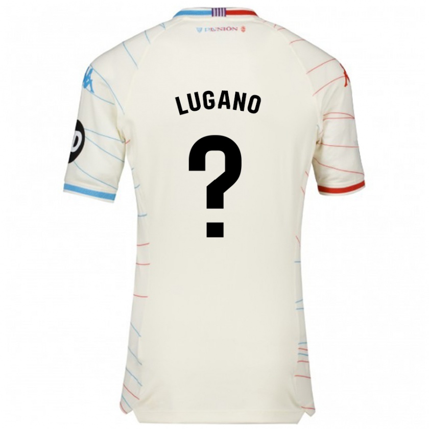 Kandiny Hombre Camiseta Thiago Lugano #0 Blanco Rojo Azul 2ª Equipación 2024/25 La Camisa Chile