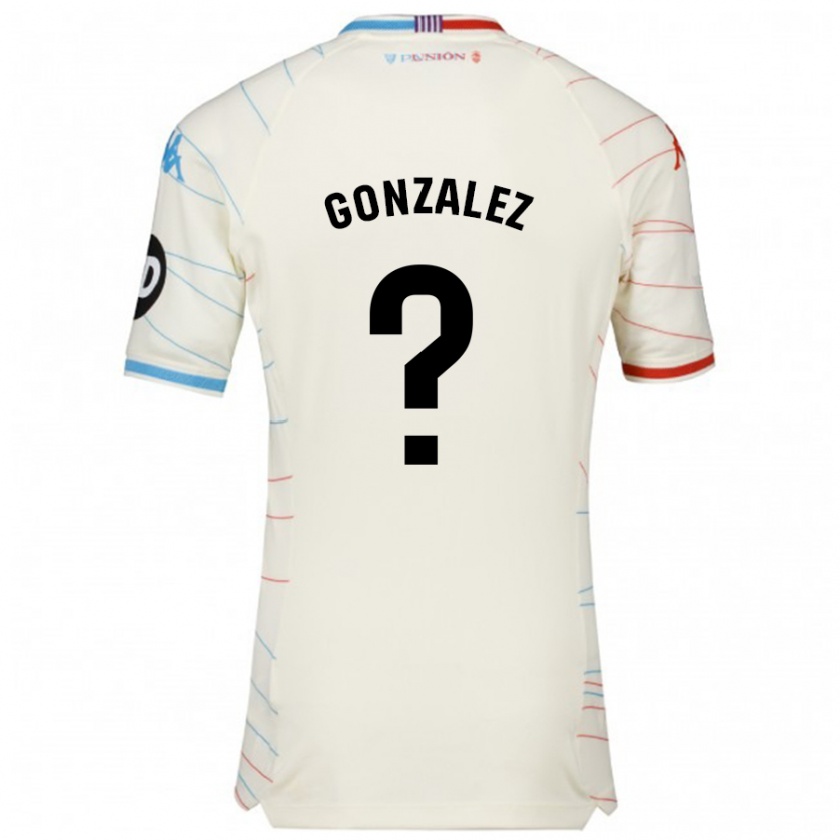 Kandiny Hombre Camiseta Santi González #0 Blanco Rojo Azul 2ª Equipación 2024/25 La Camisa Chile