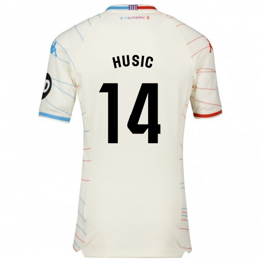 Kandiny Hombre Camiseta Salih Husic #14 Blanco Rojo Azul 2ª Equipación 2024/25 La Camisa Chile