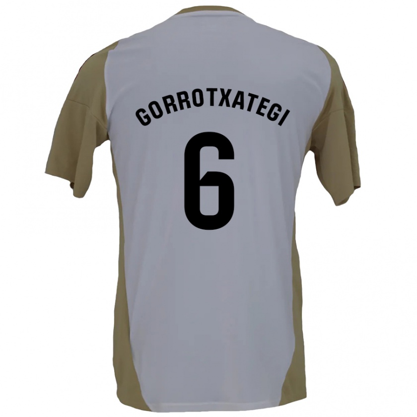 Kandiny Hombre Camiseta Jon Gorrotxategi #6 Marrón Blanco 2ª Equipación 2024/25 La Camisa Chile