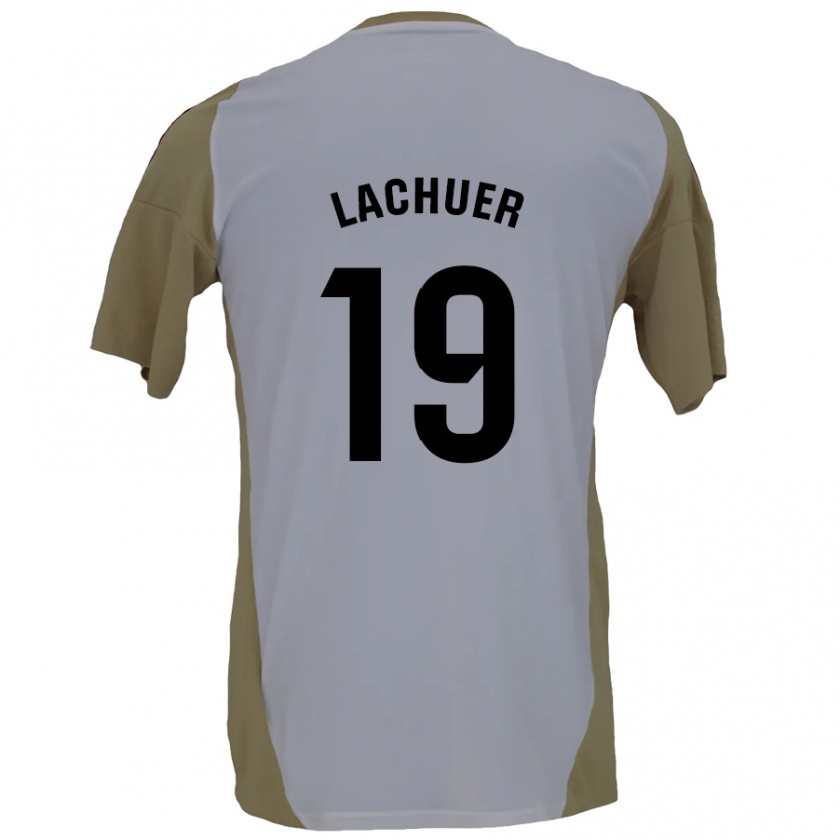 Kandiny Hombre Camiseta Mathis Lachuer #19 Marrón Blanco 2ª Equipación 2024/25 La Camisa Chile