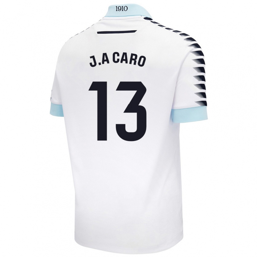 Kandiny Hombre Camiseta José Antonio Caro #13 Blanco Azul 2ª Equipación 2024/25 La Camisa Chile