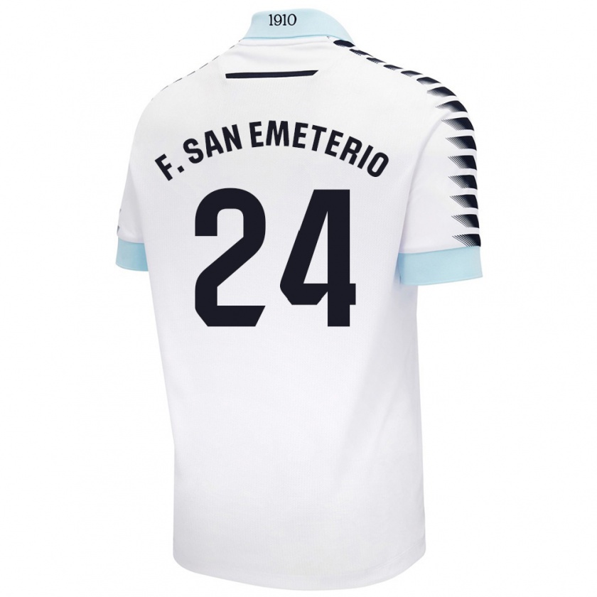 Kandiny Hombre Camiseta Fede San Emeterio #24 Blanco Azul 2ª Equipación 2024/25 La Camisa Chile