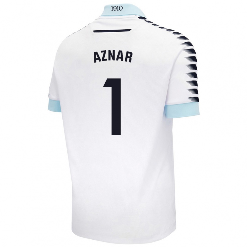 Kandiny Hombre Camiseta Victor Aznar #1 Blanco Azul 2ª Equipación 2024/25 La Camisa Chile