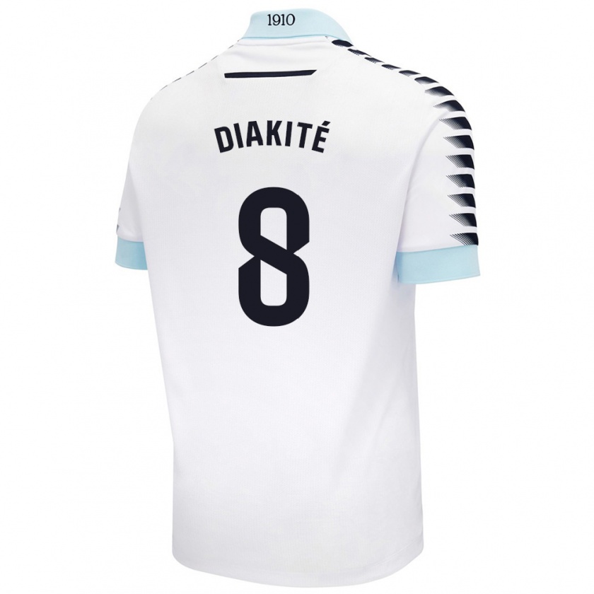 Kandiny Hombre Camiseta Moussa Diakité #8 Blanco Azul 2ª Equipación 2024/25 La Camisa Chile