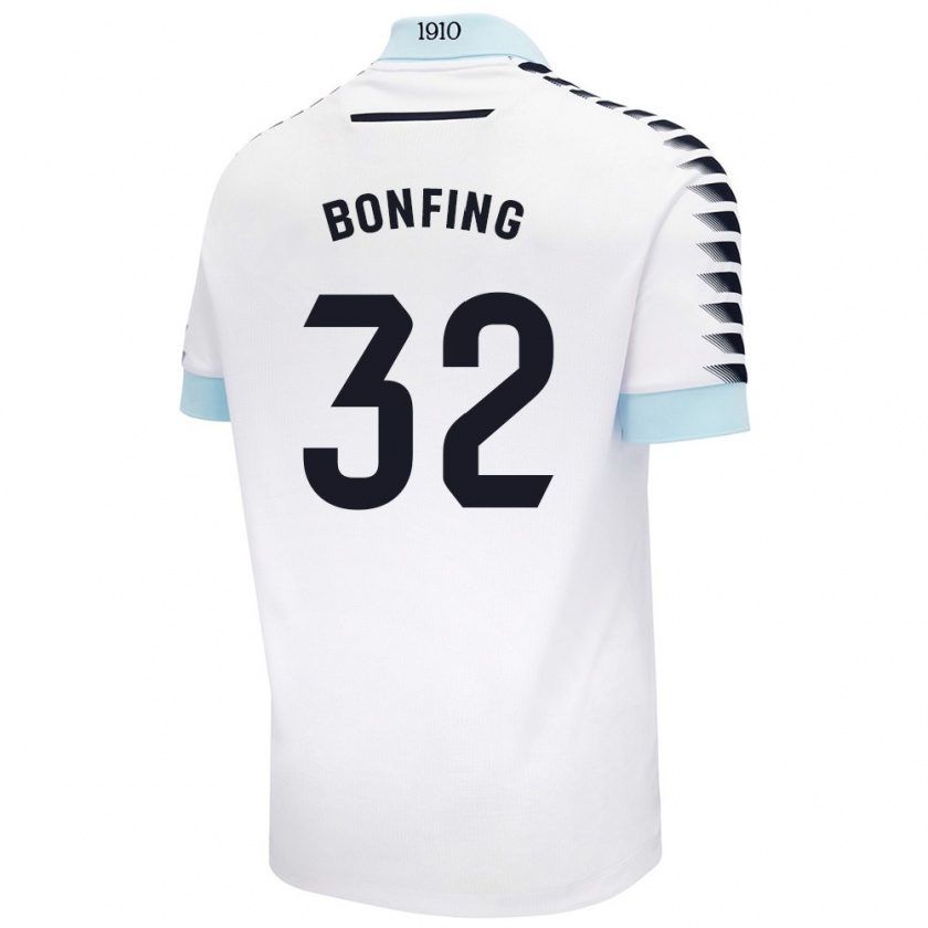 Kandiny Hombre Camiseta Boubacar Bonfing #32 Blanco Azul 2ª Equipación 2024/25 La Camisa Chile