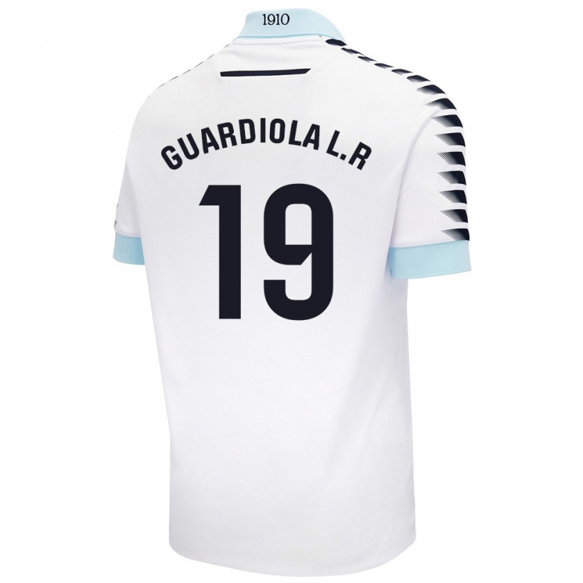 Kandiny Hombre Camiseta Sergi Guardiola #19 Blanco Azul 2ª Equipación 2024/25 La Camisa Chile