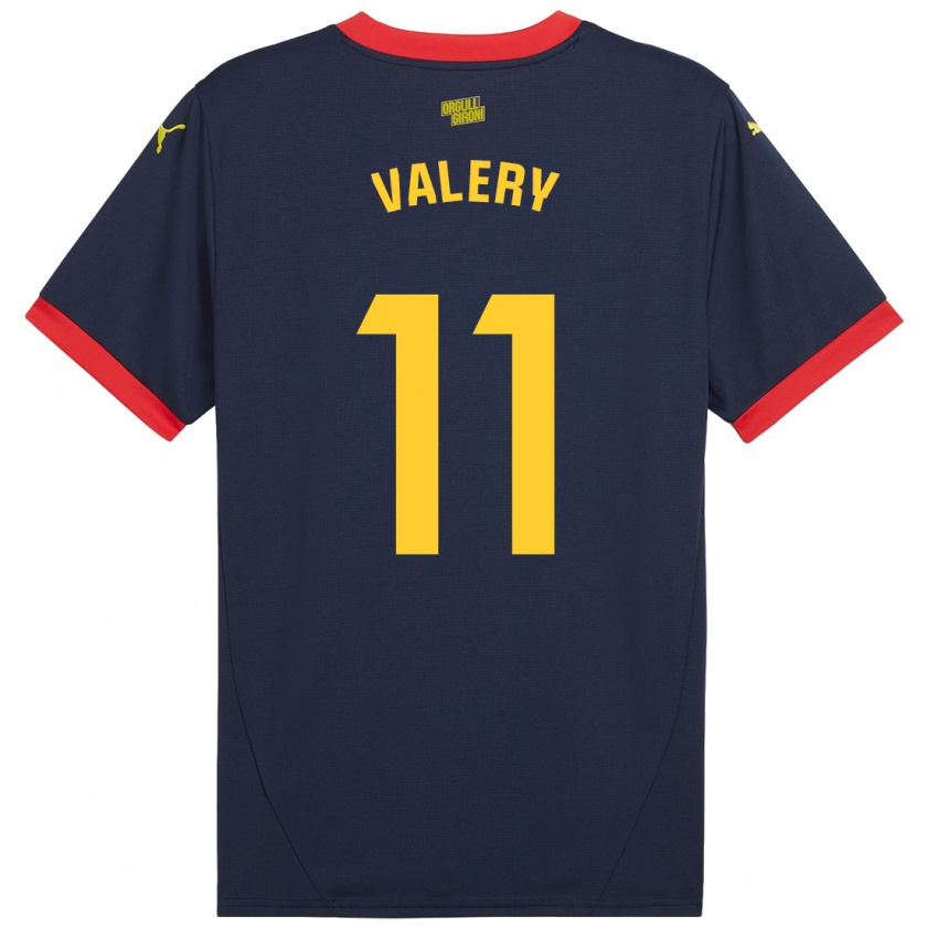 Kandiny Hombre Camiseta Valery Fernández #11 Azul Marino Rojo 2ª Equipación 2024/25 La Camisa Chile