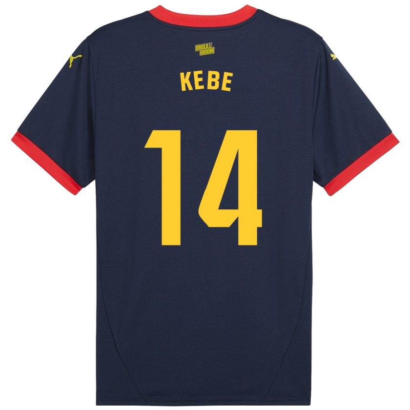 Kandiny Hombre Camiseta Moussa Kébé #14 Azul Marino Rojo 2ª Equipación 2024/25 La Camisa Chile