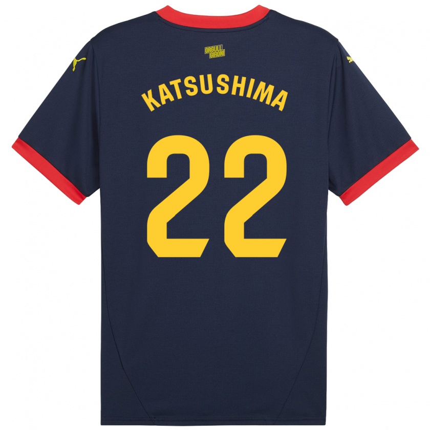 Kandiny Hombre Camiseta Shinnosuke Katsushima #22 Azul Marino Rojo 2ª Equipación 2024/25 La Camisa Chile