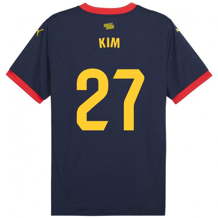 Kandiny Hombre Camiseta Min-Su Kim #27 Azul Marino Rojo 2ª Equipación 2024/25 La Camisa Chile