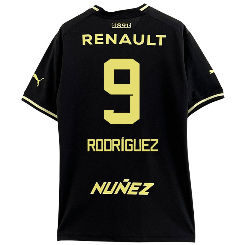 Kandiny Hombre Camiseta Agustín Rodríguez #9 Negro Amarillo 2ª Equipación 2024/25 La Camisa Chile