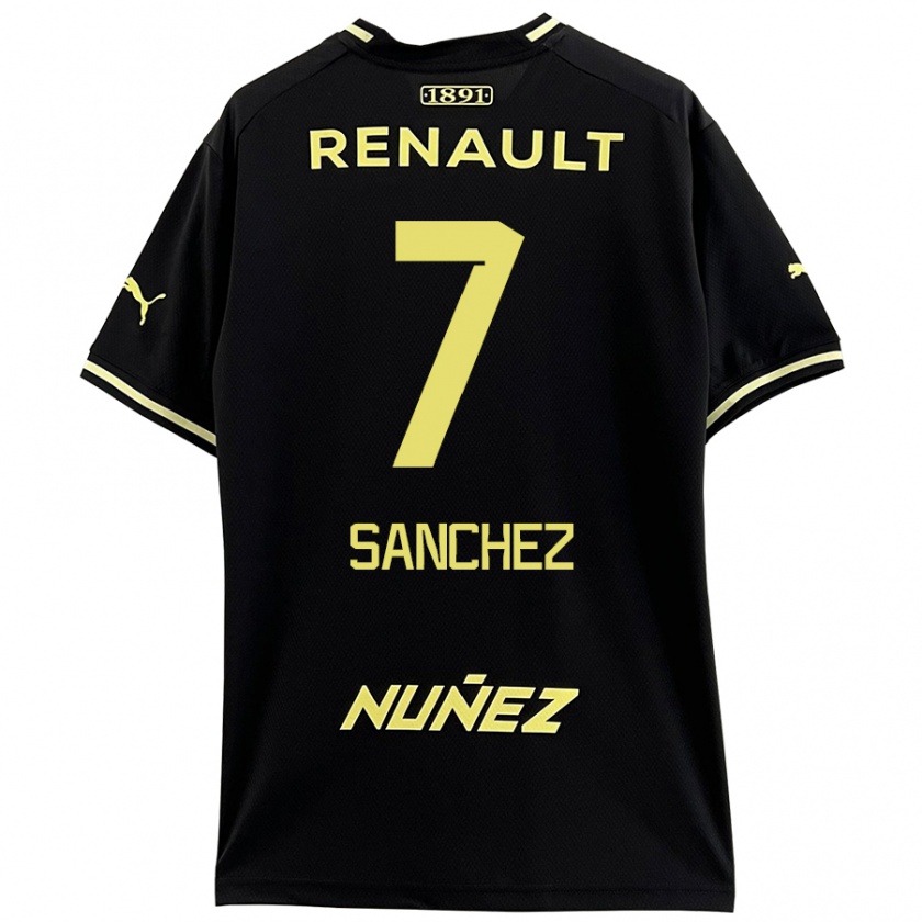 Kandiny Hombre Camiseta Carlos Sánchez #7 Negro Amarillo 2ª Equipación 2024/25 La Camisa Chile