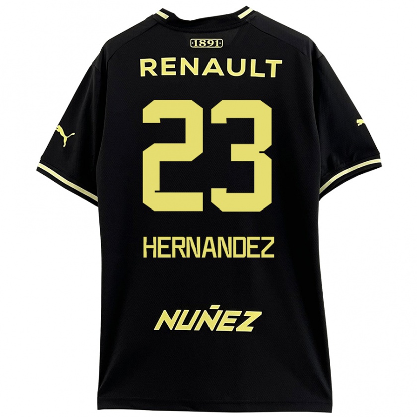 Kandiny Hombre Camiseta Abel Hernández #23 Negro Amarillo 2ª Equipación 2024/25 La Camisa Chile